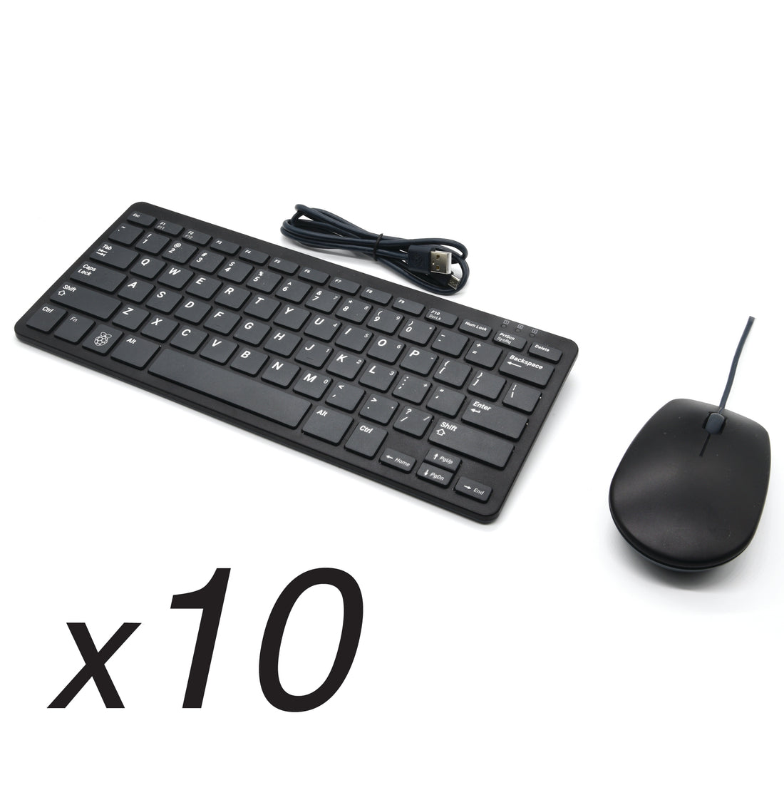 PepperTech Digital Raspberry Pi Official Keyboard and Mouse Education / Industrial Bulk Pack (U.S. version Black/Grey)