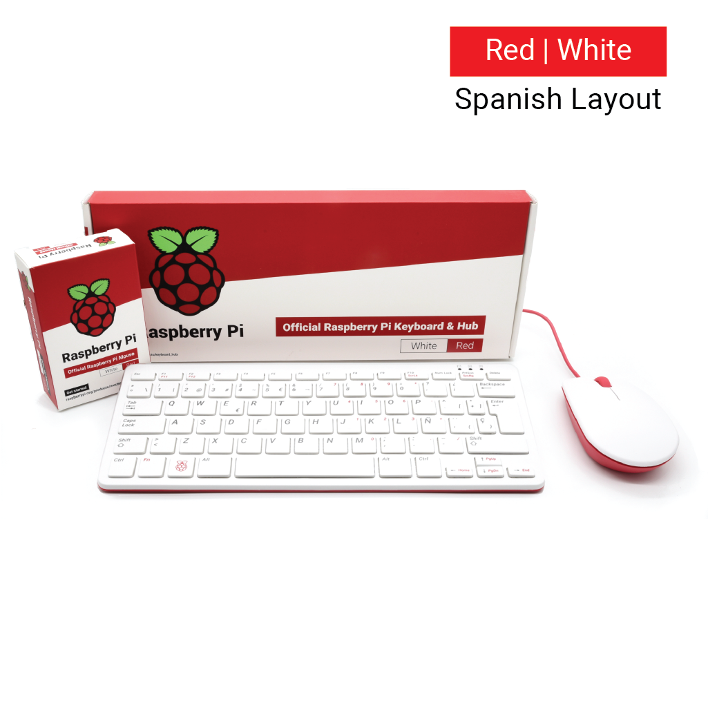 PepperTech Digital Raspberry Pi Official Keyboard and Mouse Value Pack (Spanish Layout)