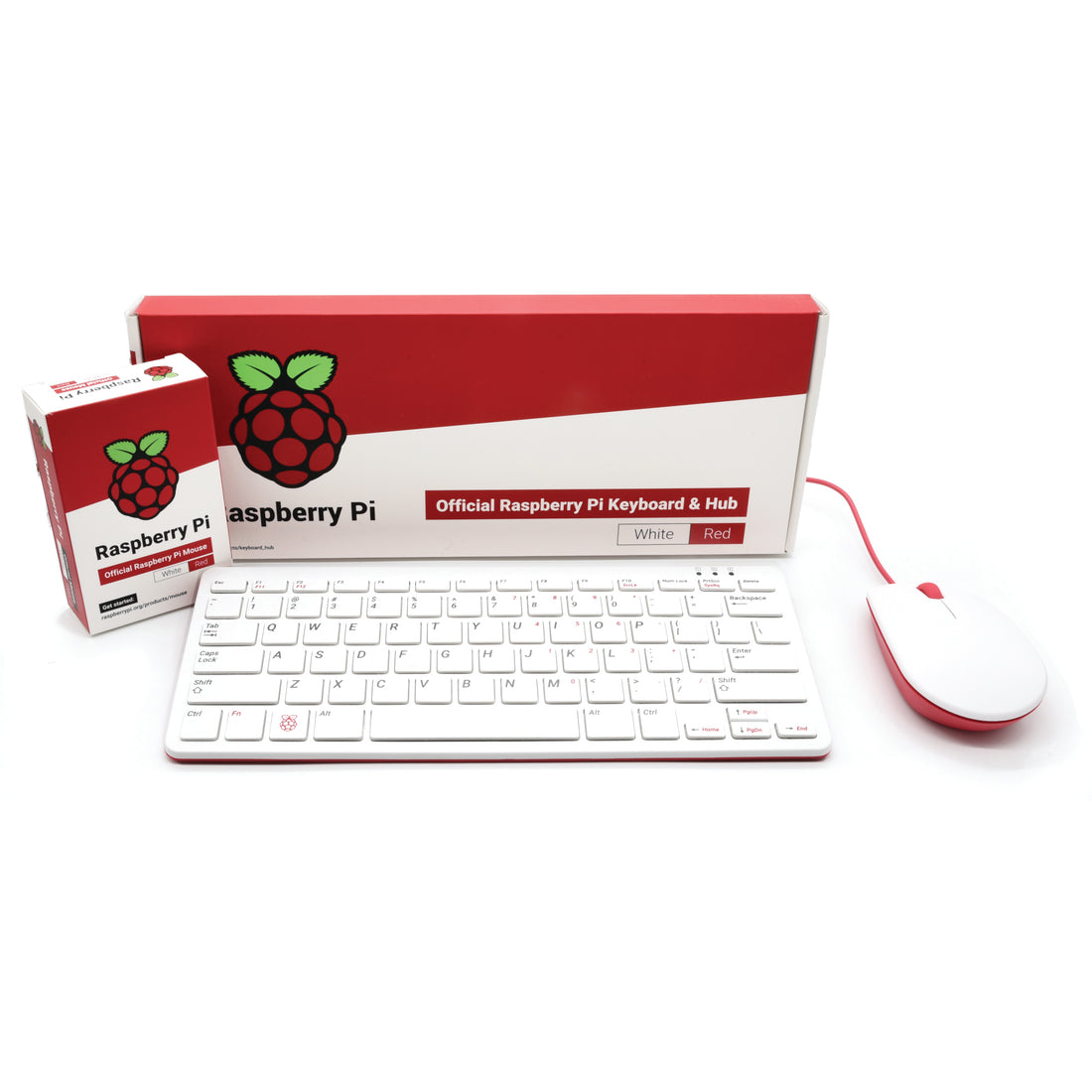 PepperTech Digital Raspberry Pi Official Keyboard and Mouse Education / Industrial Bulk Pack (U.S. version Red/White)