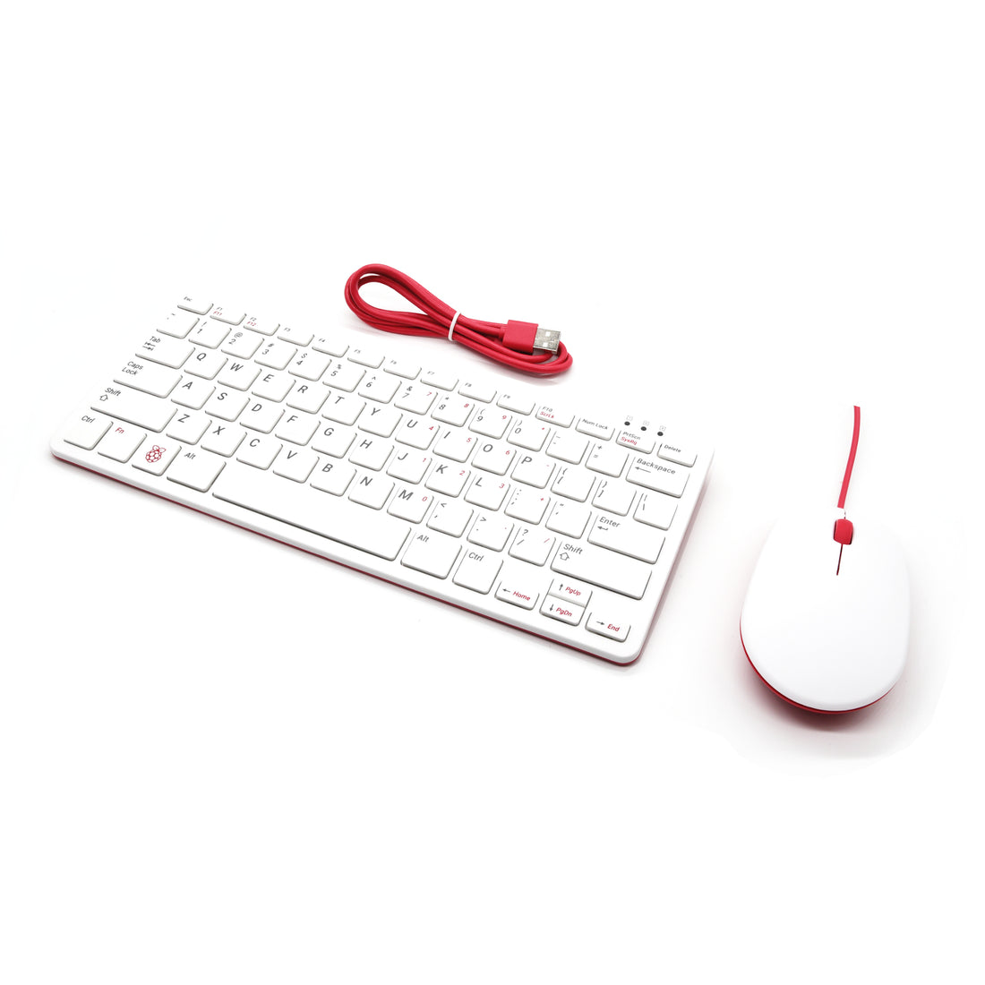 Raspberry Pi Official Keyboard and Mouse Value Pack (U.S. Version Red/White) by PepperTech Digital