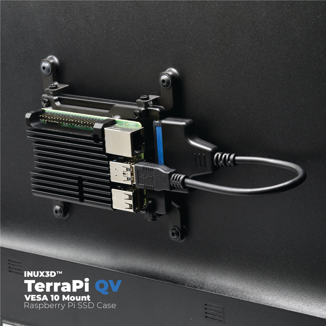 PepperTech Digital TerraPi QV (Compatible with VESA Mount) Raspberry Pi 4 Model B SSD Case Bundle